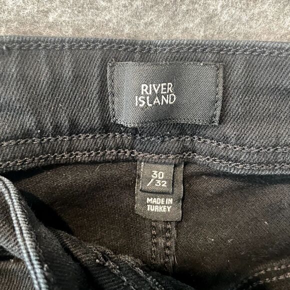 RIVER ISLAND Men's Mid-Rise Slim Tapered JIMMY Black Denim Jeans Size 30/32 x26 - Picture 5 of 16